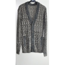 Men Winter Patterned malha Cardigan com botão e bolso