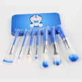 Set de cepillo cosméticos 7PCS con la caja azul linda del caso del metal de Doraemon