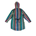 Contrast Stripe Hooded PVC Raincoat for Woman