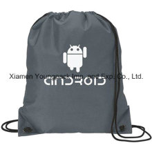 Atacado Bulk personalizado promocional cinza Nylon Drawstring mochilas