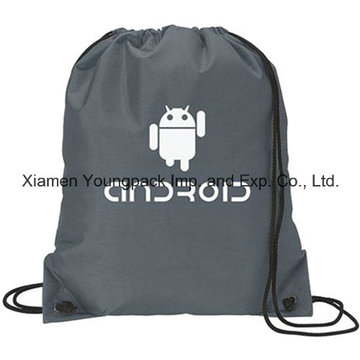 Wholesale Bulk Custom Promocional Gris Nylon Drawstring Mochilas