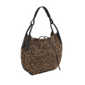 Handcrafted Grass-woven Tote Bag with Leather Patch