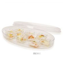 PP/PS Plastic Cup Rectangular Smooth Dish 2.7 Oz in Oval Box
