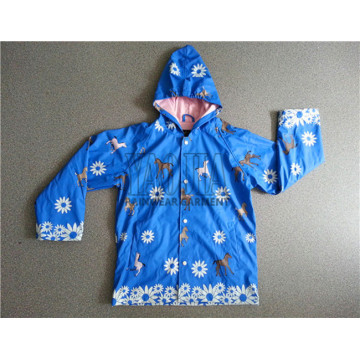 High Quality PU Coating Kids Rain Jacket