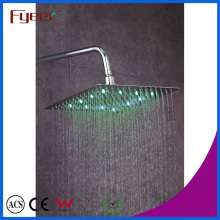 Fyeer LED Slim Rainfall Shower Head Bathroom Faucet Color Changed by Water Temperature