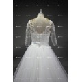 Real Photos Half Sleeve Ball Gown Ivory Tulle Wedding Dress Bridal Gown