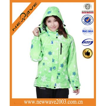 fashion ladies' green waterproof ski jacket