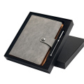 Leather Cover A5 Spiral Bound Notepad with Pen