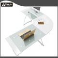 Bureau d&#39;ordinateur d&#39;angle en forme de L blanc