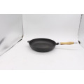 Cast Iron Skillet With Wooden Hot Handle