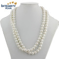 36" Long Shell Pearl Necklace 10mm Perfect Round Sea Shell Pearl Necklace