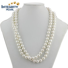 36 &quot;Long Shell Pearl Necklace 10 milímetros Perfect Round Sea Shell Pearl Necklace