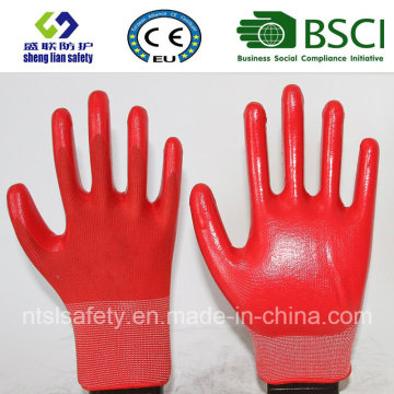 13G Polyester Shell mit Nitril beschichteten Arbeitshandschuhen (SL-N112)