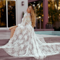 Femmes Sexy Long Lace Robe Sheer Robe