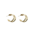 simple stylish Glossy Gold Plated Stud Earrings