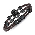 Cheap mens skull braided leather bracelet