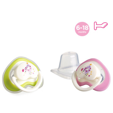 Flat 2 Color Heart Shape Baby Silicone Pacifier