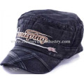 Washed jeans cotton embroidery flat military cap hat