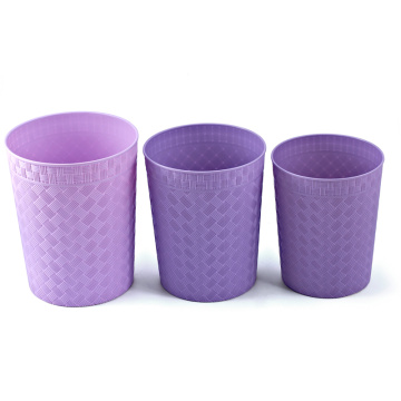 Plastic Open Top Weave Design Trash Bin