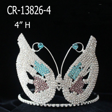 Custom Rhinestone Tiara Butterfly Mask Pageant Crowns