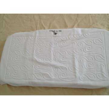 100% Baumwolle Weiß Badematte mit Stickerei Jacquard Logo