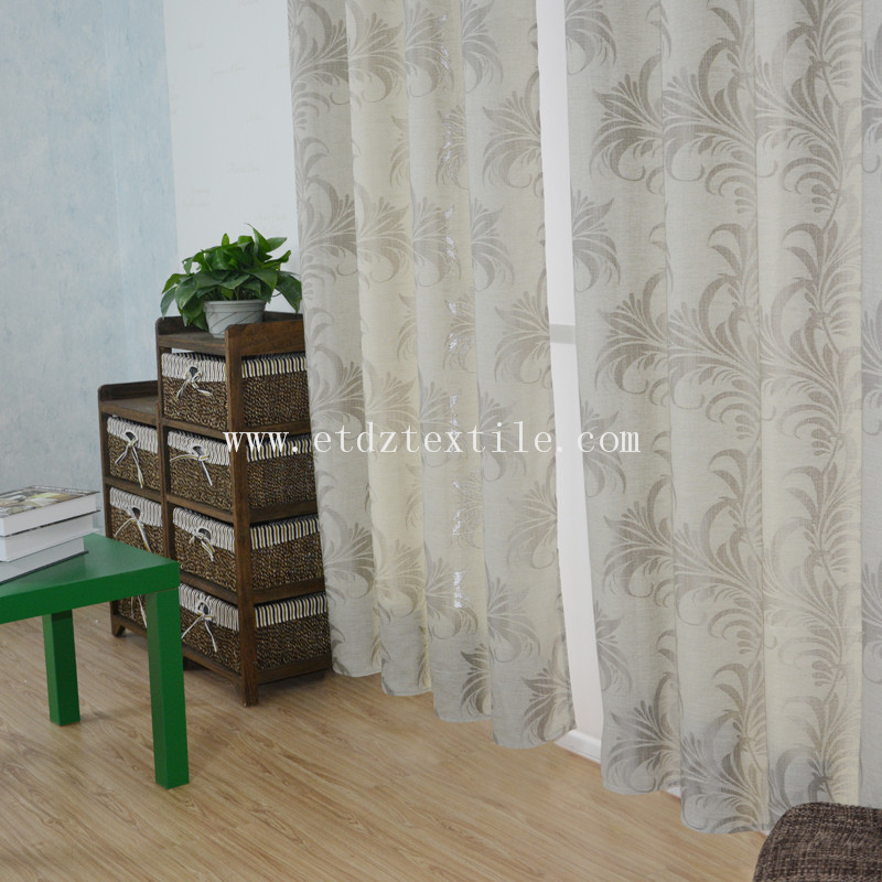 HOT Polyester Slub Yarn Linen Like Jacquard Fabric Dyed Window Curtain Fabric ZYL029 Grey