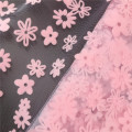 Polyester Daisy Flocking Printed Tulle Mesh Fabric