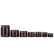 5G-100G Amber Glass Jar Wood Colored Caps