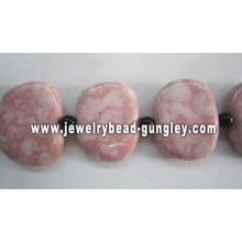 Pink and white flat square shape ceramic beads