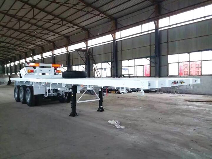 3 Axle Flat Bed Trailer White Color