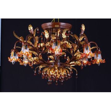 Lampe pendentif traditionnelle en fer à fleurs en cristal (cos9239)