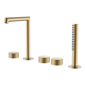Luxury Brushed Gold 5 Holes Bathroom Bathtub Faucet