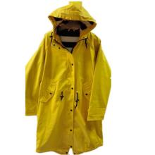 Impermeable reflectante amarillo sólido PU con capucha para mujeres