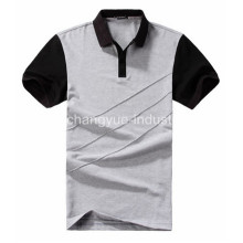 Man Contrast Color Stripe Cotton Polo T-shirt