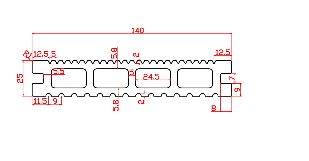 140x25mm 4 holes plank
