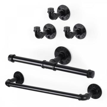 Wall Mounted Matte Black Bathroom Towel Holder Set