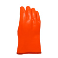 Fluorescent Orange PVC gloves open cuff 30cm