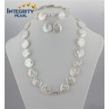 Freshwater 20mm AA Coin Pearl Últimas Design Real Pearl Set