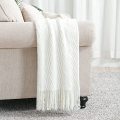 Throw Blanket Textured Solid Soft Decorative Knitted Blanket
