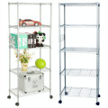 Montaje ajustable de metal de muebles de alambre Shelving Rack con ruedas