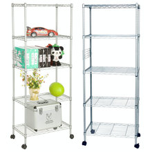 Assembly Adjustable Metal Furniture Wire Book Shelving Rack with Wheels