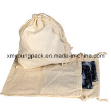 Custom 100% Natural Cotton Calico Cloth Laundry Bag with Drawstring