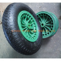 rubber wheel with plastic rim.