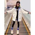 Winter Girls' Thickened Leisure Down Jacket Long Hooded Cotton Padded Jacket