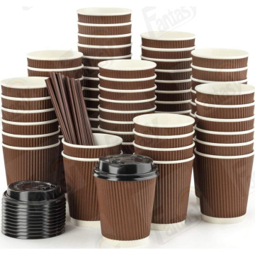 Tasse de mur ondulé imprimé en papier jetable tasses à café