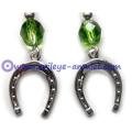 Evil Eye Lucky Horseshoe Charm Green Dangle Earrings