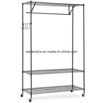 DIY 3 Tier Black Closet Garment Rack with Wheels