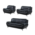 Moderne schwarze Leder -Lounge -Büro -Sofa -Couchsets