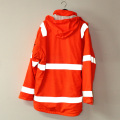 Orange Hooded PU Jacket/Raincoat/Reflective/Safety Working Wear for Adult