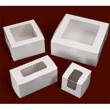 Cardboard cake boxes with windows